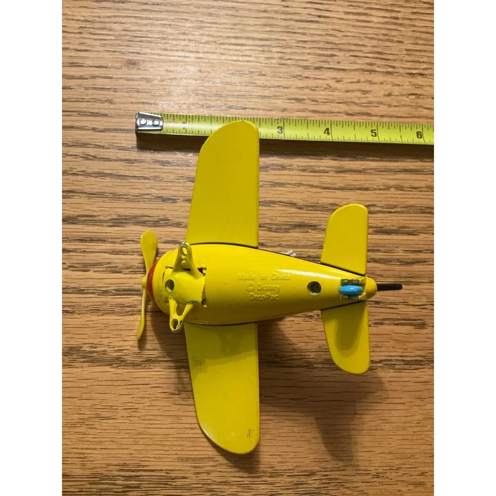 Disney Mickey Mouse Airplane Toy Yellow Red Propeller Biplane Collectible
